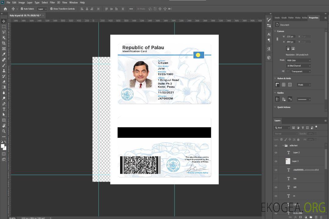 Carte d'identité des Palaos template Carte d'identité des Palaos template